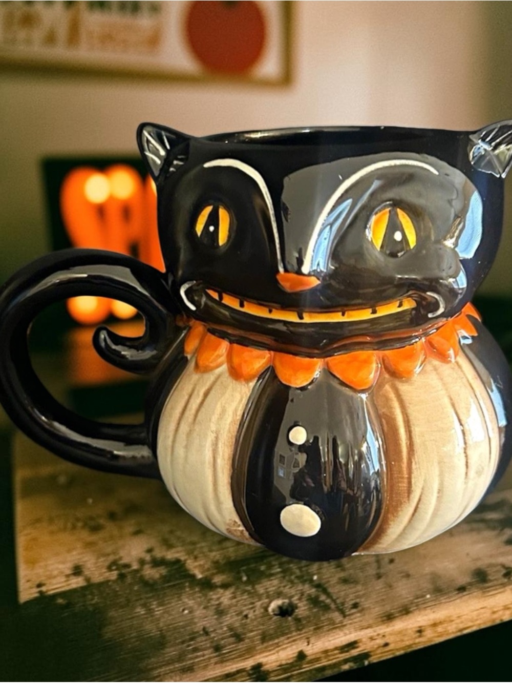 Johanna Parker Black and Orange Cat Ceramic Mug - Home Accents